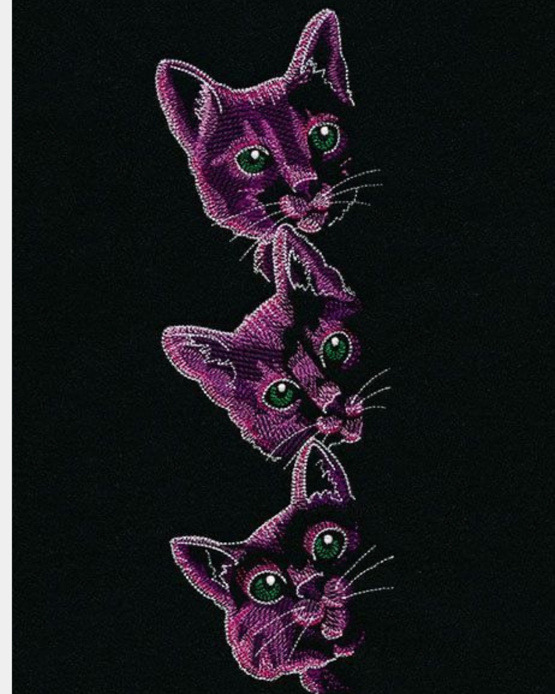 The Three Cats Tee - Pocket Size Embroidery (Crew Neck Regulart Tee)