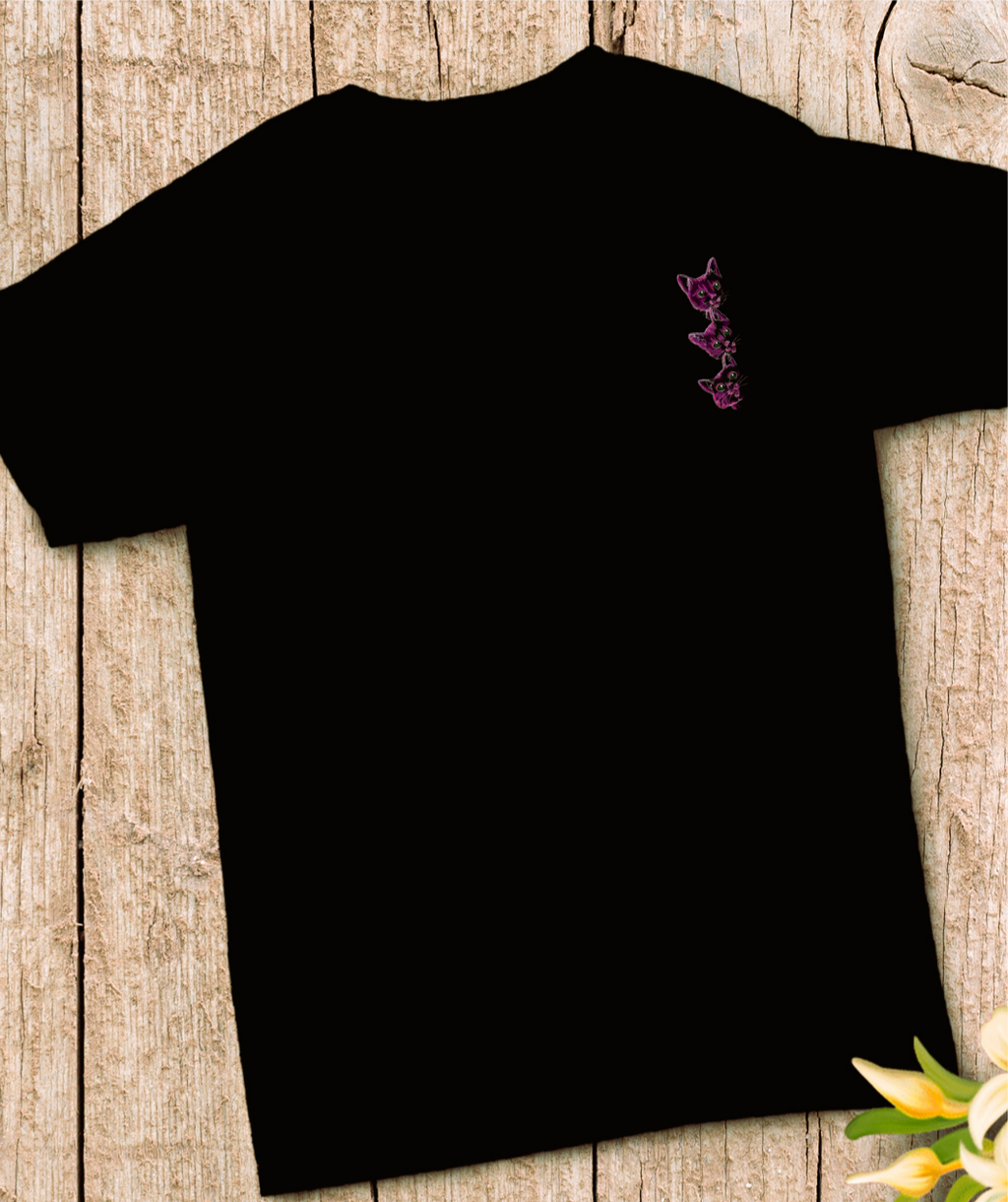 The Three Cats Tee - Pocket Size Embroidery (Crew Neck Regulart Tee)