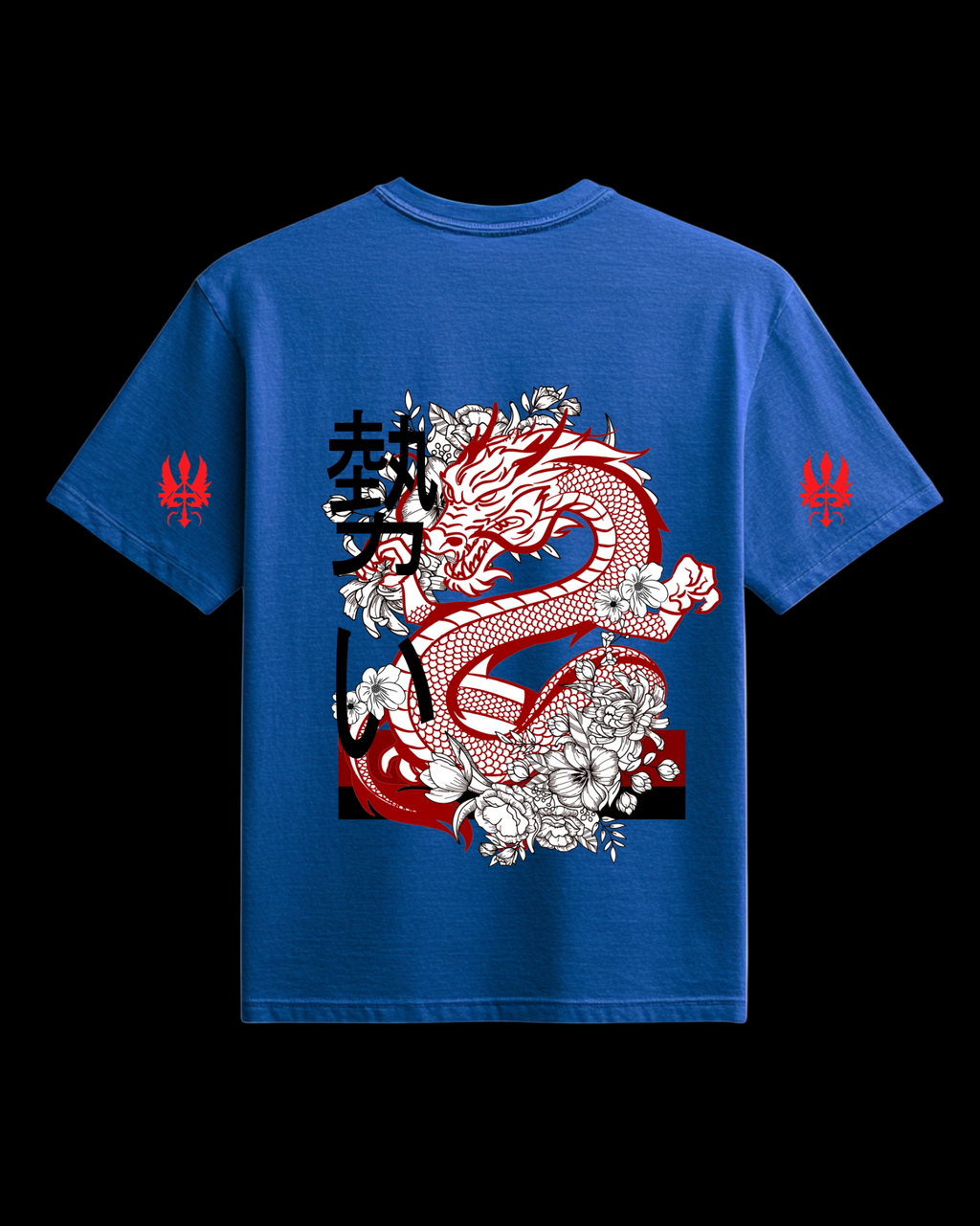 Crimson Dragon Bloom Oversized Tee